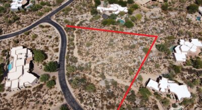 An aerial view of lot 170 at Sincuidados in Scottsdale, Arizona.