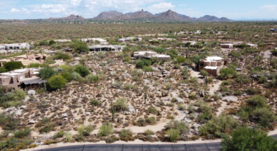 An aerial view of Sincuidados Lot 170 in Scottsdale, Arizona.