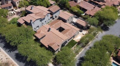 An aerial view of a house in Scottsdale, located in Silverleaf at DC Ranch.